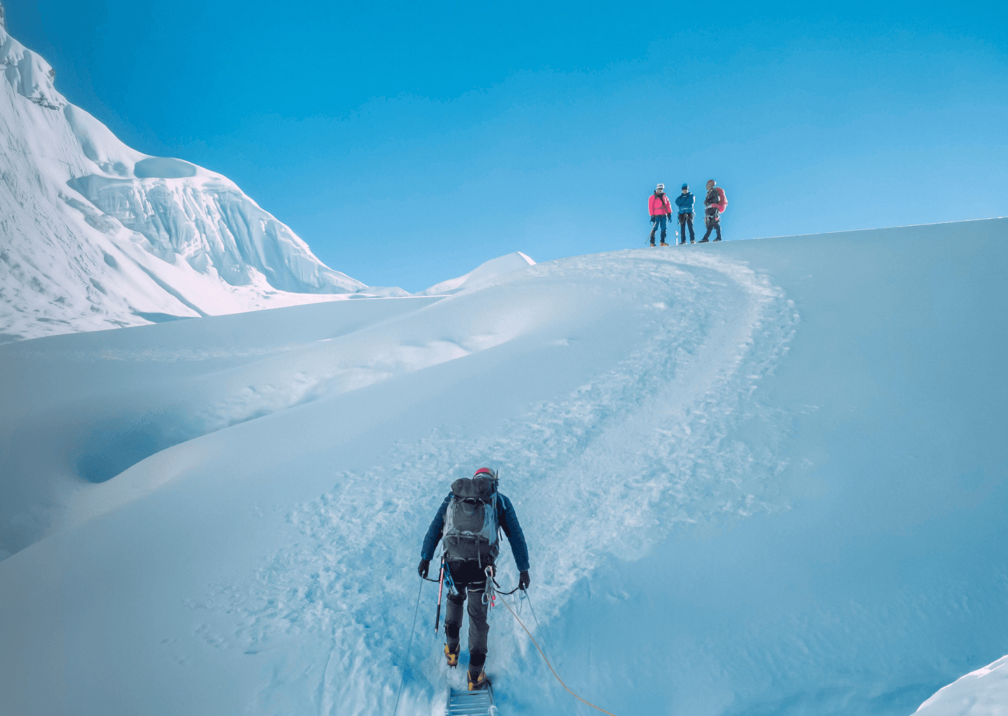 Climbers on a snowy Himalayan mountain