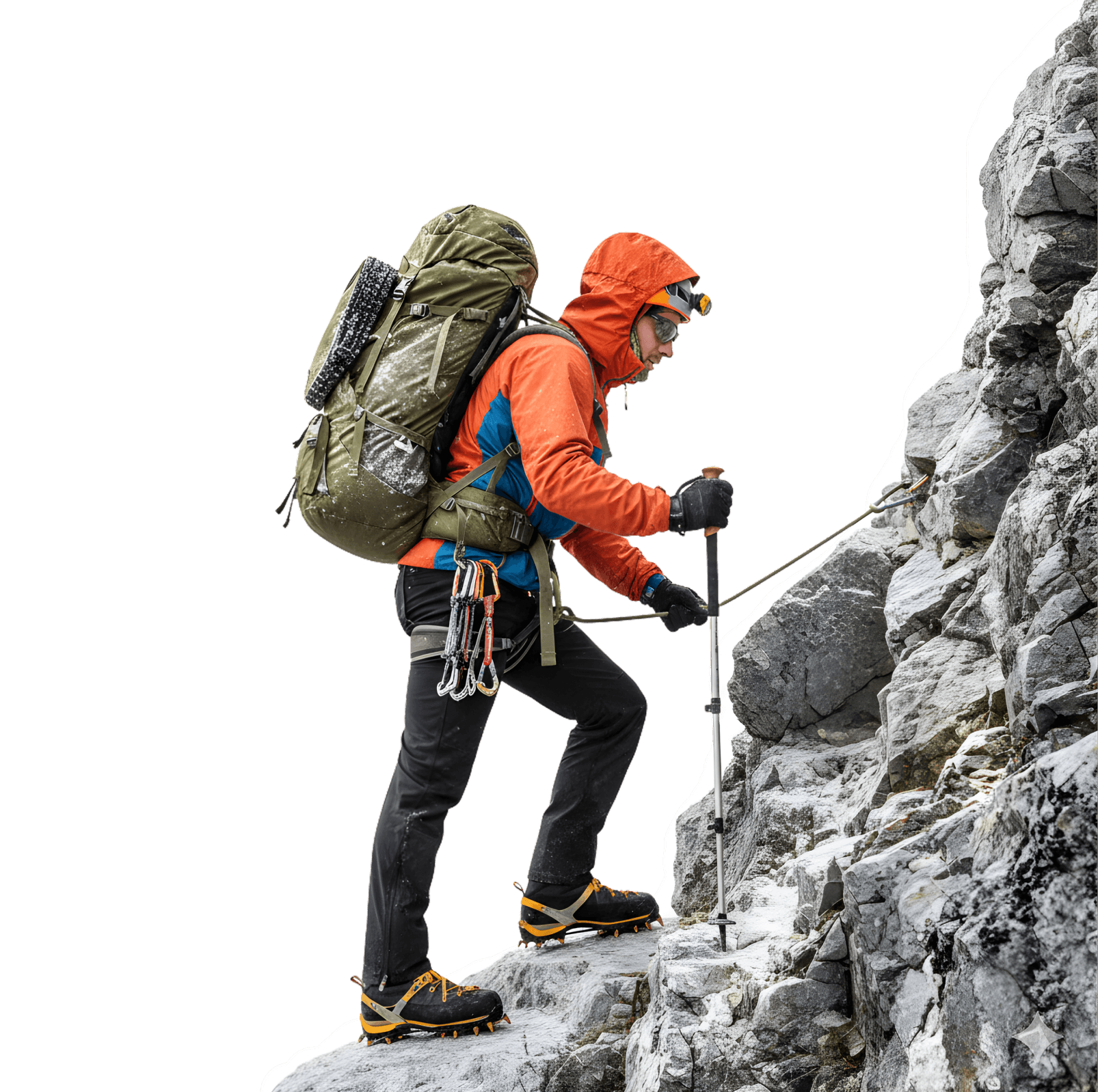 Mountain climber on rocky terrain