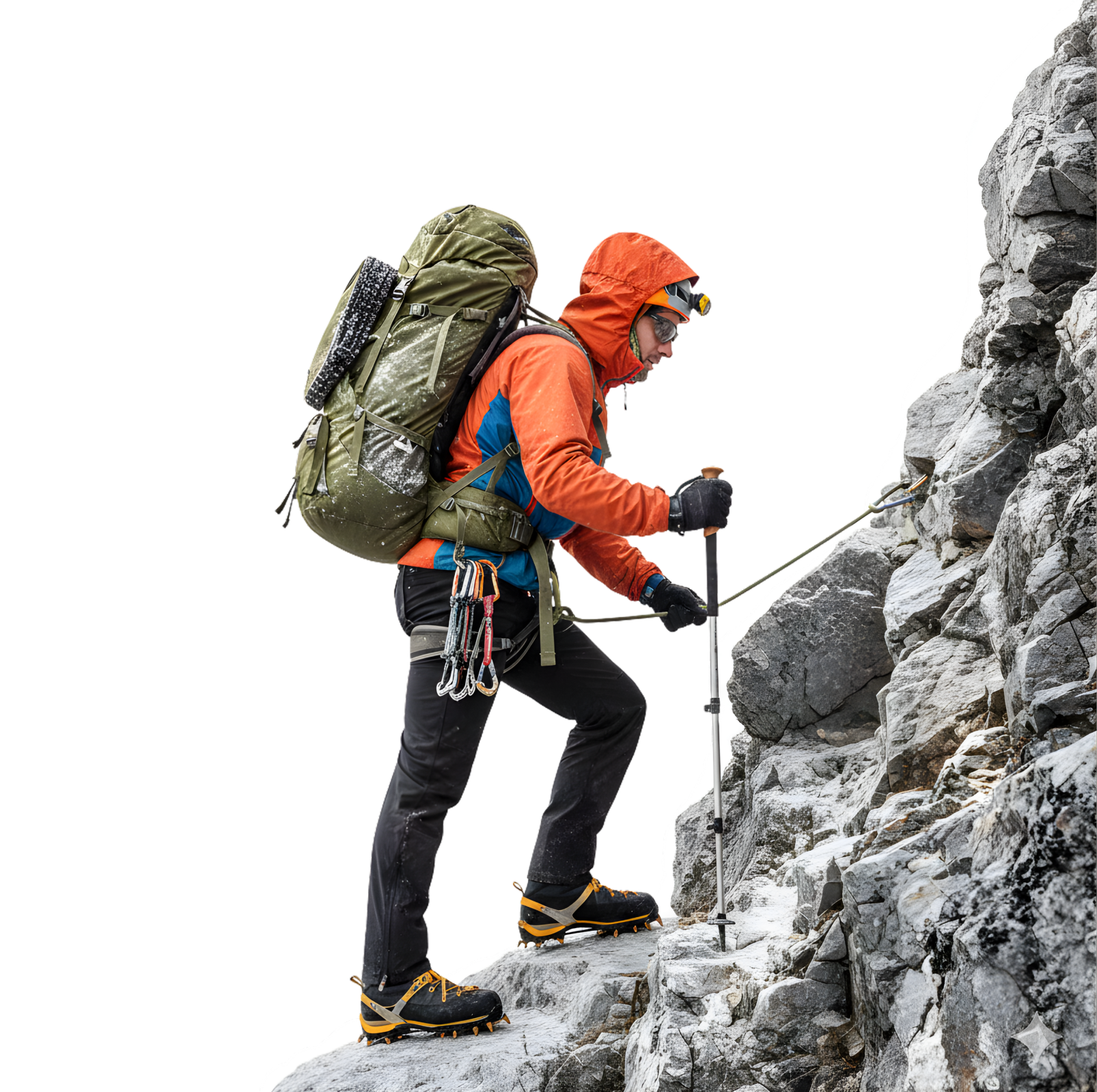 Mountain climber on rocky terrain